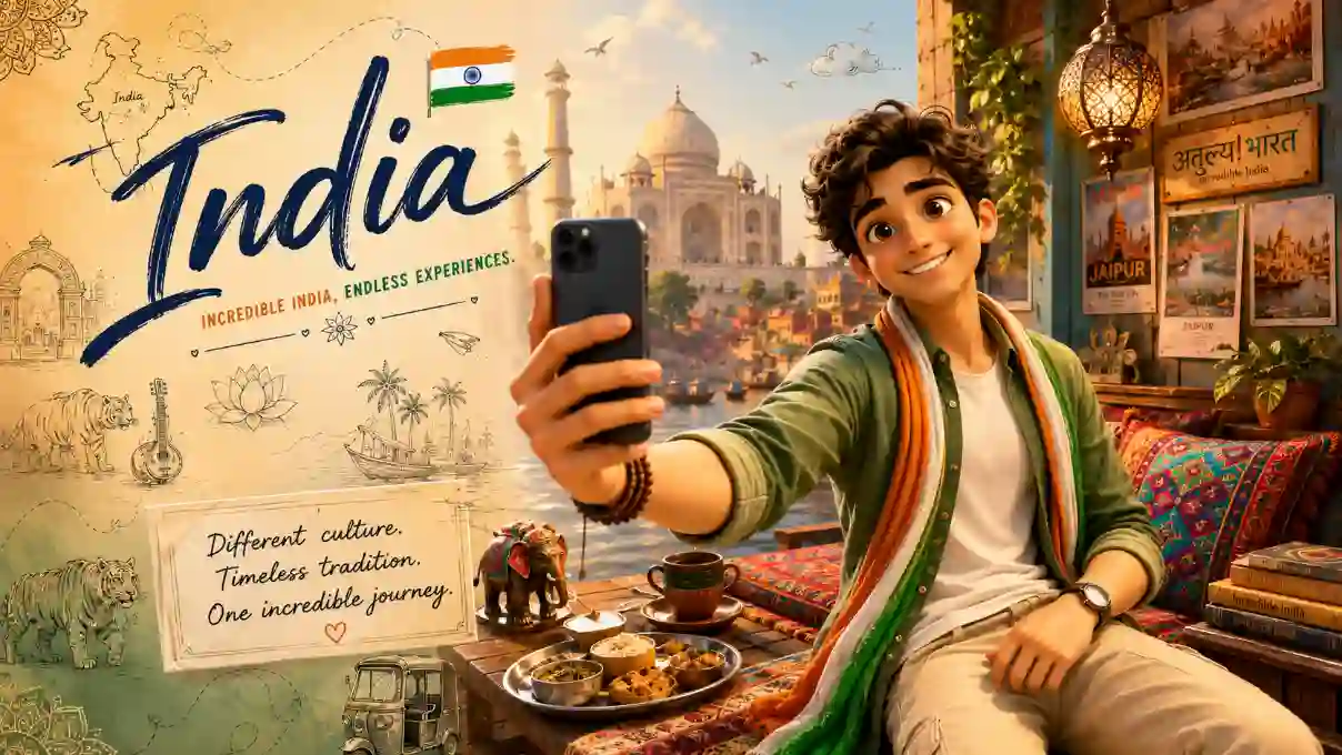 India Travel Poster: Cute 3D Cartoon Art & Travel Inspiration